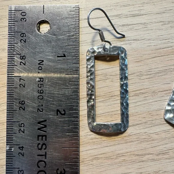 Rectangular Silver earrings - Picture 4 of 4